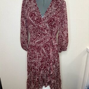 Calvin Klein Red Ruffled Wrap Dress